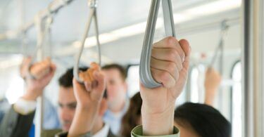 Commuters on light rail