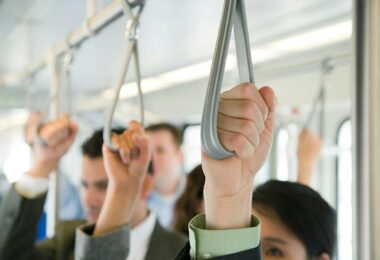 Commuters on light rail