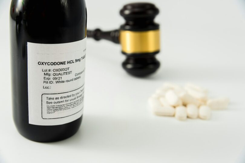 Opioid drugs are used by young people illegally, concept of illegal medicines in white background.