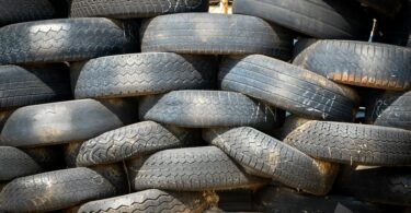 stacked vehicle tire lot