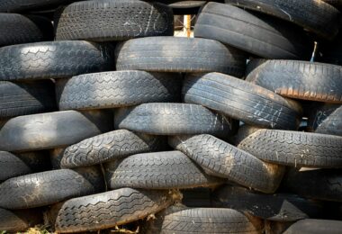 stacked vehicle tire lot